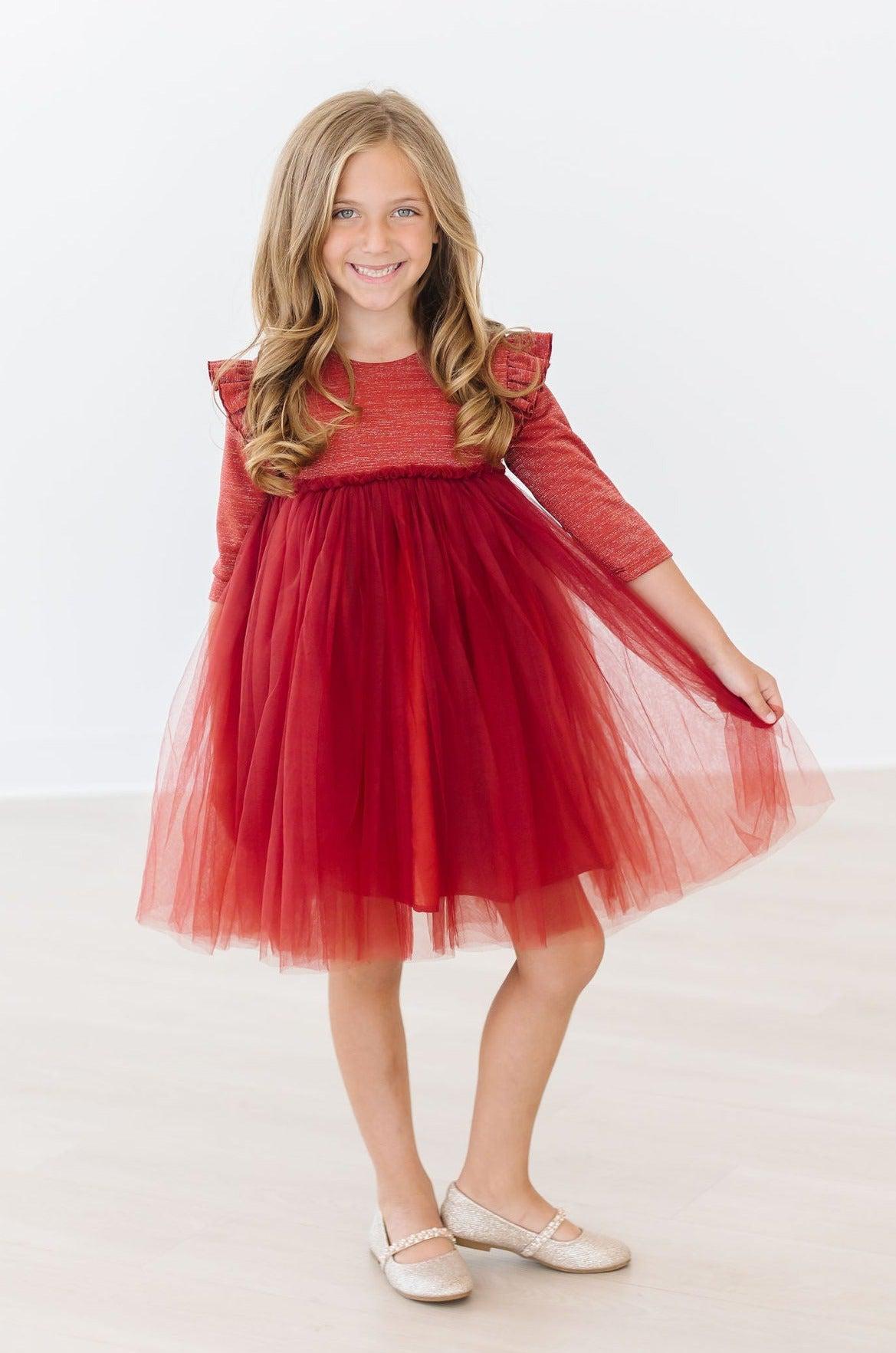 Pumpkin Spice Shimmer 3/4 Sleeve Tutu Dress - Aaria Tees Aaria Tees