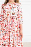 Puppy Love 3/4 Sleeve Pocket Twirl Dress - Aaria Tees Aaria Tees