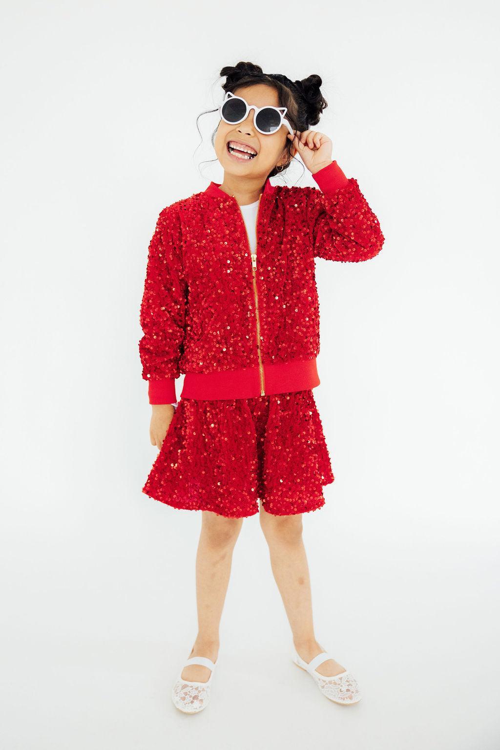 Red Velvet Sequin Jacket - Aaria Tees Aaria Tees