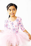 Retro Daydream 3/4 Sleeve Tutu Leotard - Aaria Tees Aaria Tees