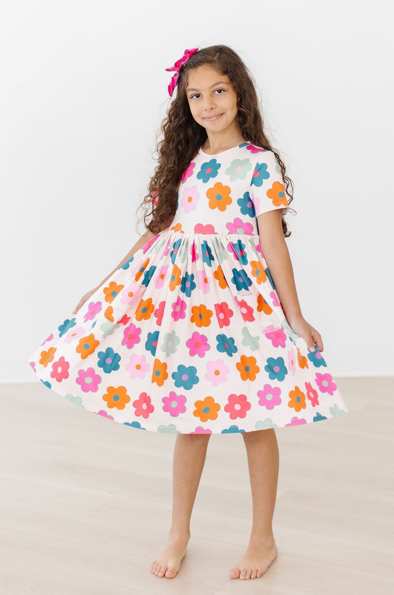 Retro Floral S/S Pocket Twirl Dress - Aaria Tees Aaria Tees