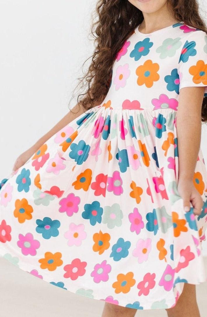 Retro Floral S/S Pocket Twirl Dress - Aaria Tees Aaria Tees