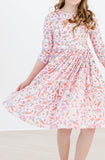 Springtime Bunnies 3/4 Sleeve Pocket Twirl Dress - Aaria Tees Aaria Tees
