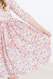 Springtime Bunnies 3/4 Sleeve Pocket Twirl Dress - Aaria Tees Aaria Tees
