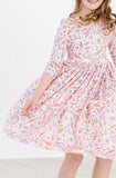 Springtime Bunnies 3/4 Sleeve Pocket Twirl Dress - Aaria Tees Aaria Tees