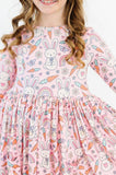 Springtime Bunnies 3/4 Sleeve Pocket Twirl Dress - Aaria Tees Aaria Tees