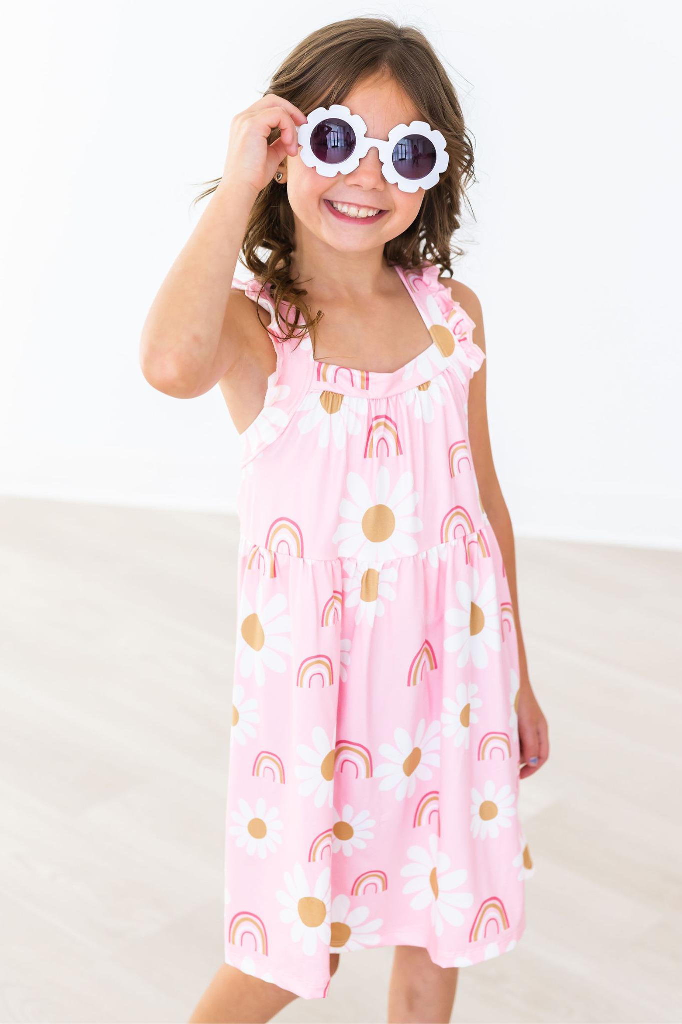 You are My Sunshine Ruffle Cross Back Dress - Aaria Tees Aaria Tees