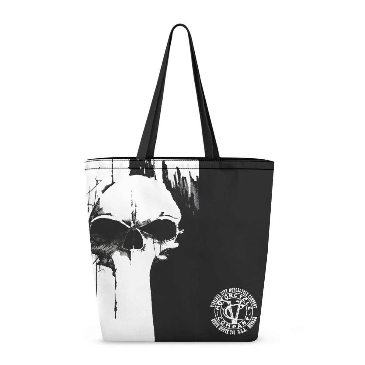 VCMCo. Black and White Skull Canvas Tote Bag - Aaria Tees Aaria Tees