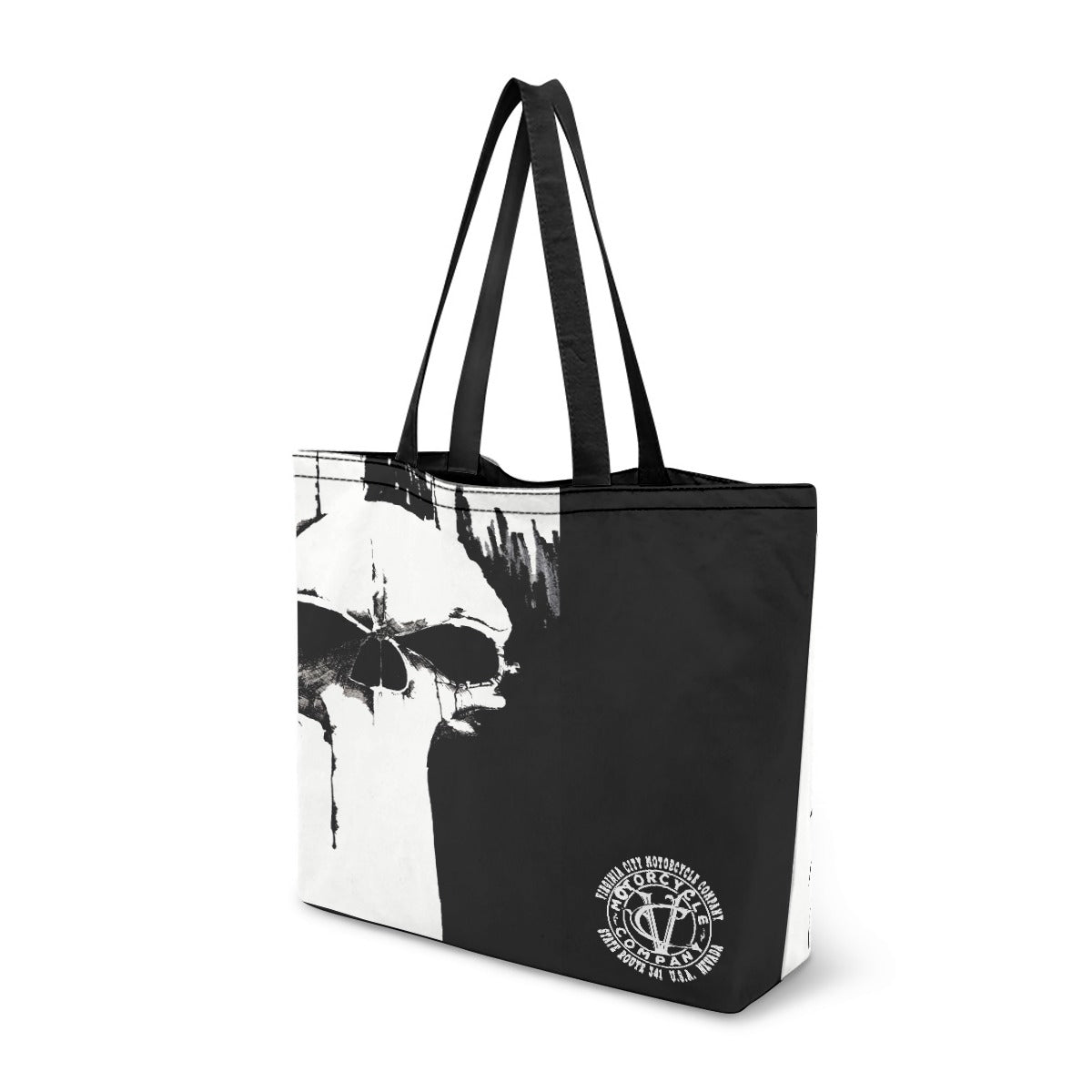 VCMCo. Black and White Skull Canvas Tote Bag - Aaria Tees Aaria Tees
