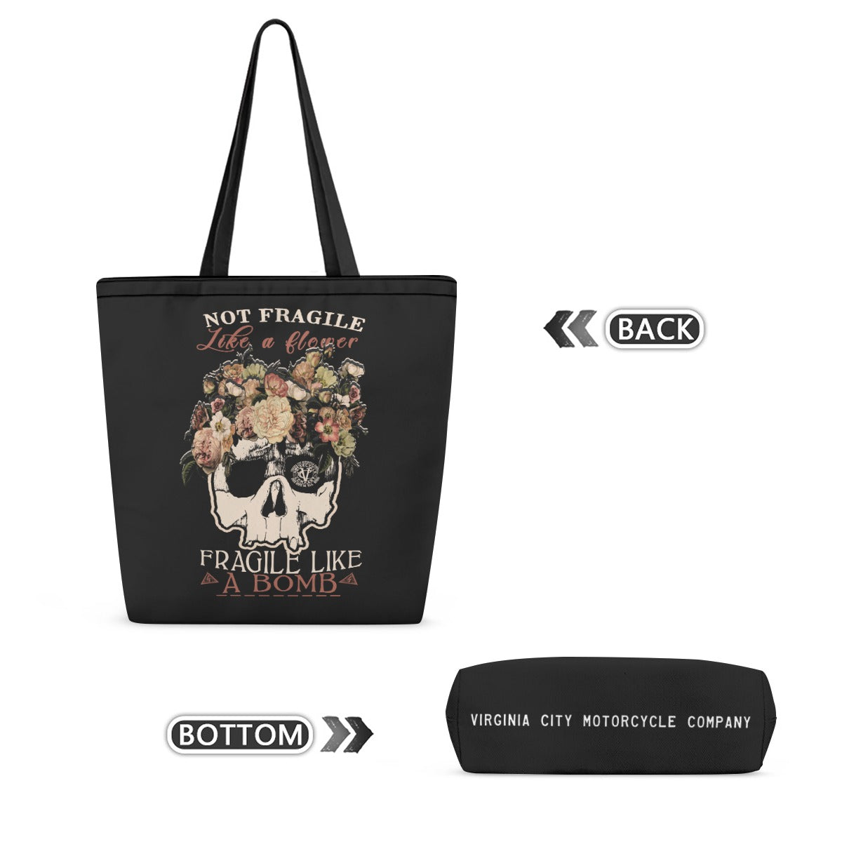 VCMCo. Fragile Like a Bomb Canvas Tote Bag - Aaria Tees Aaria Tees