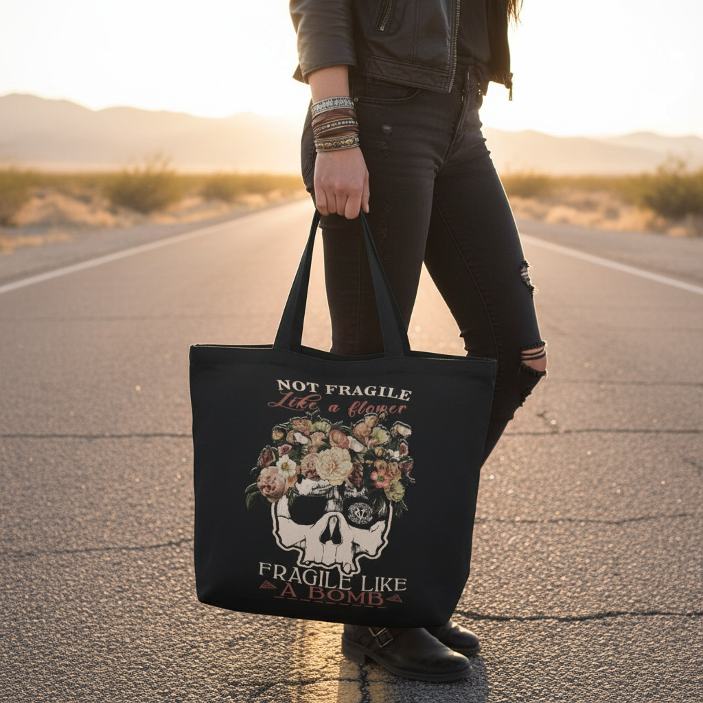 VCMCo. Fragile Like a Bomb Canvas Tote Bag - Aaria Tees