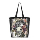 VCMCo. Metal Head and Flowers Canvas Tote Bag - Aaria Tees Aaria Tees