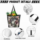 VCMCo. Metal Head and Flowers Canvas Tote Bag - Aaria Tees Aaria Tees