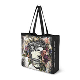 VCMCo. Metal Head and Flowers Canvas Tote Bag - Aaria Tees Aaria Tees