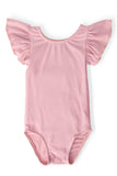 Vintage Pink S/S Flutter Sleeve Leotard - Aaria Tees Aaria Tees