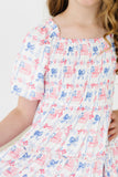 Vintage Flags Smocked Ruffle Dress - Aaria Tees Aaria Tees