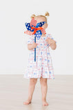 Vintage Flags Smocked Ruffle Dress - Aaria Tees Aaria Tees