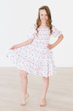 Vintage Flags Smocked Ruffle Dress - Aaria Tees Aaria Tees