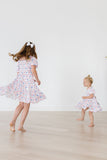 Vintage Flags Smocked Ruffle Dress - Aaria Tees Aaria Tees