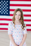 Vintage Flags Smocked Ruffle Dress - Aaria Tees Aaria Tees