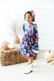 Vintage Garden 3/4 Sleeve Ruffle Twirl Dress - Aaria Tees Aaria Tees