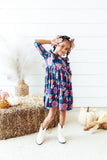 Vintage Garden 3/4 Sleeve Ruffle Twirl Dress - Aaria Tees Aaria Tees