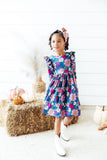 Vintage Garden 3/4 Sleeve Ruffle Twirl Dress - Aaria Tees Aaria Tees