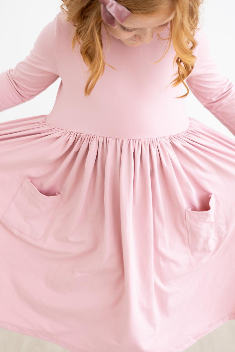 Vintage Pink 3/4 Sleeve Pocket Twirl Dress - Aaria Tees Aaria Tees