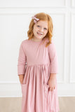 Vintage Pink 3/4 Sleeve Pocket Twirl Dress - Aaria Tees Aaria Tees