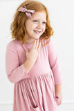 Vintage Pink 3/4 Sleeve Pocket Twirl Dress - Aaria Tees Aaria Tees