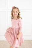 Vintage Pink 3/4 Sleeve Pocket Twirl Dress - Aaria Tees Aaria Tees