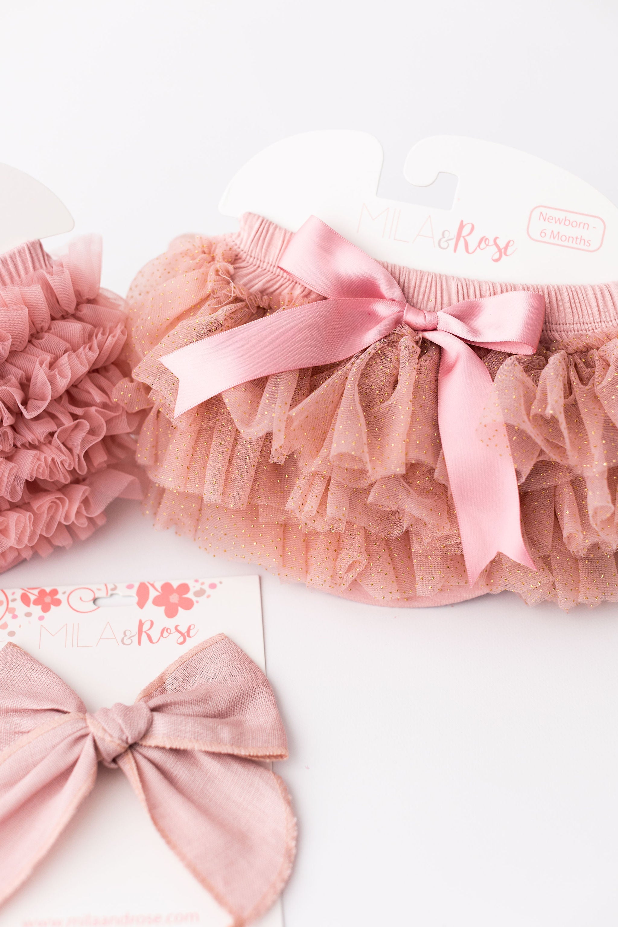 Vintage Pink & Gold Glitter Ruffle Tutu Bloomer - Aaria Tees Aaria Tees