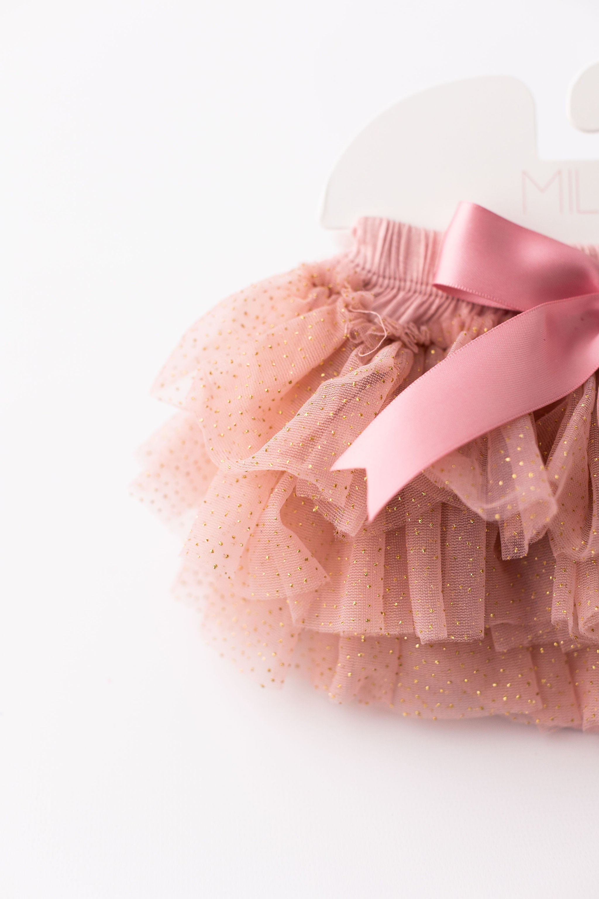 Vintage Pink & Gold Glitter Ruffle Tutu Bloomer - Aaria Tees Aaria Tees