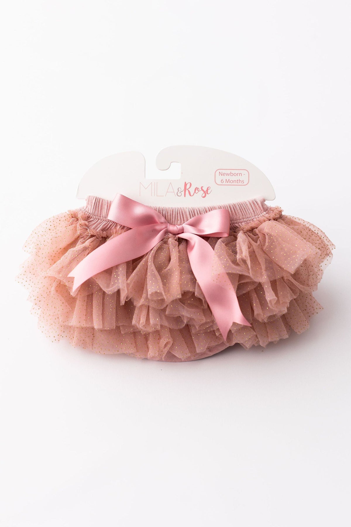 Vintage Pink & Gold Glitter Ruffle Tutu Bloomer - Aaria Tees