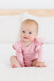 Vintage Pink L/S Flutter Bodysuit - Aaria Tees Aaria Tees