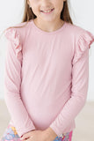 Vintage Pink L/S Ruffle Tee - Aaria Tees Aaria Tees