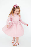 Vintage Pink L/S Ruffle Twirl Dress - Aaria Tees Aaria Tees