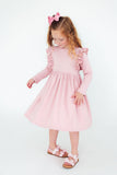 Vintage Pink L/S Ruffle Twirl Dress - Aaria Tees Aaria Tees