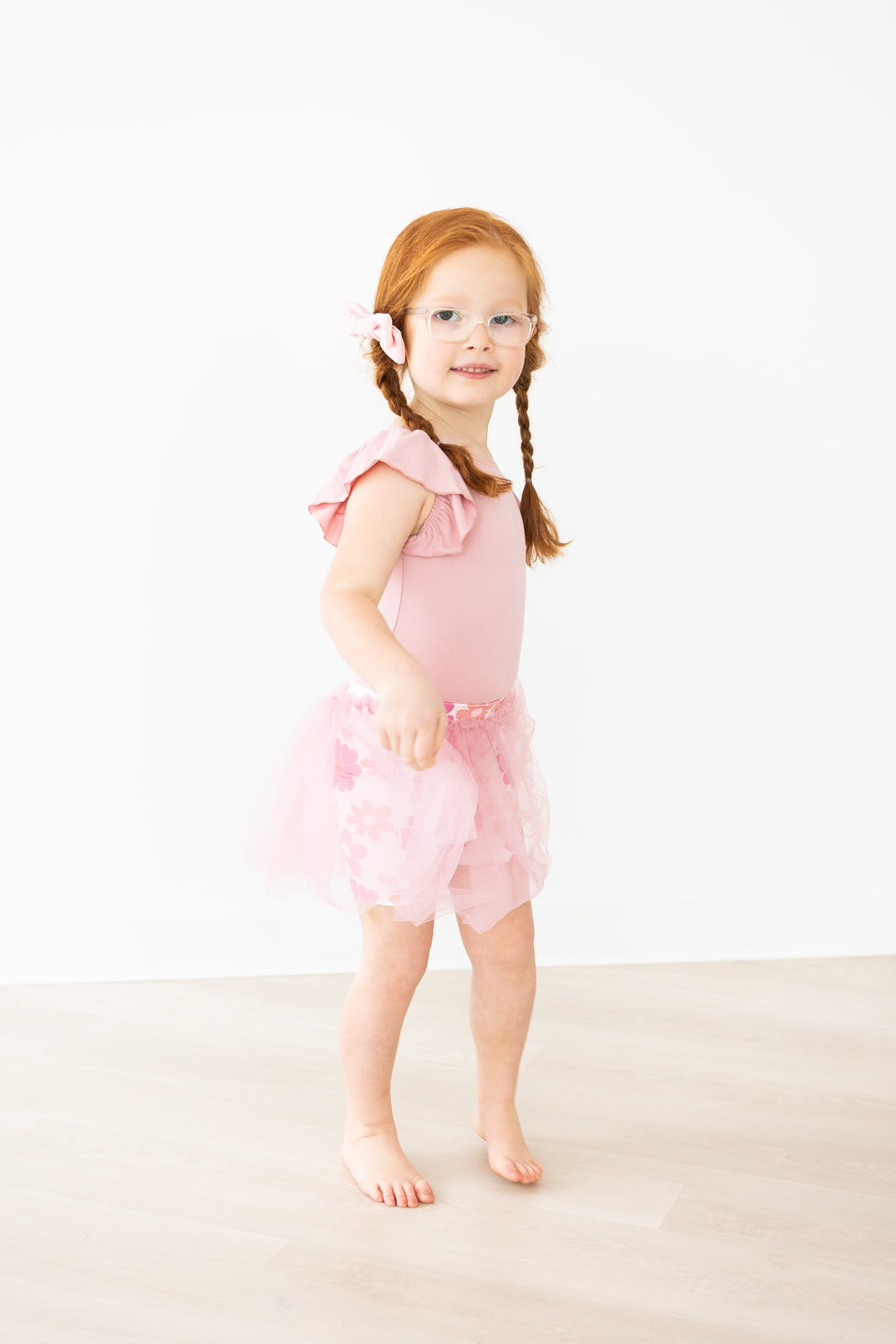 Vintage Pink S/S Flutter Sleeve Leotard - Aaria Tees Aaria Tees