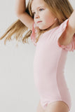 Vintage Pink S/S Flutter Sleeve Leotard - Aaria Tees Aaria Tees