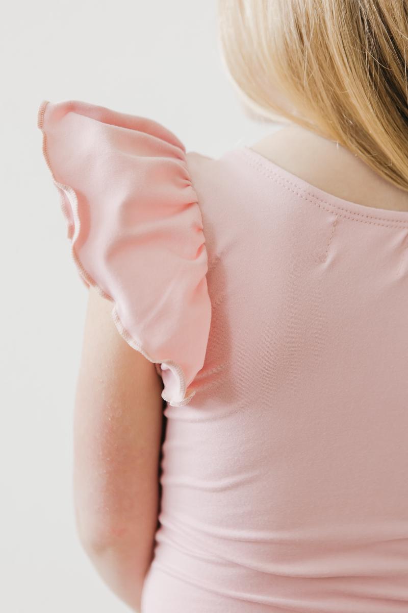 Vintage Pink S/S Flutter Sleeve Leotard - Aaria Tees Aaria Tees
