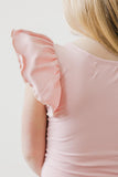 Vintage Pink S/S Flutter Sleeve Leotard - Aaria Tees Aaria Tees