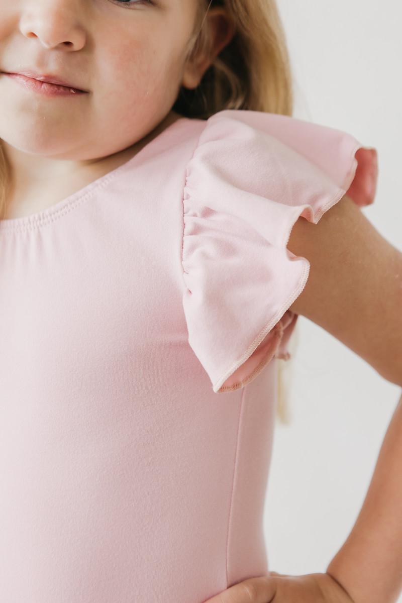 Vintage Pink S/S Flutter Sleeve Leotard - Aaria Tees Aaria Tees