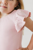 Vintage Pink S/S Flutter Sleeve Leotard - Aaria Tees Aaria Tees