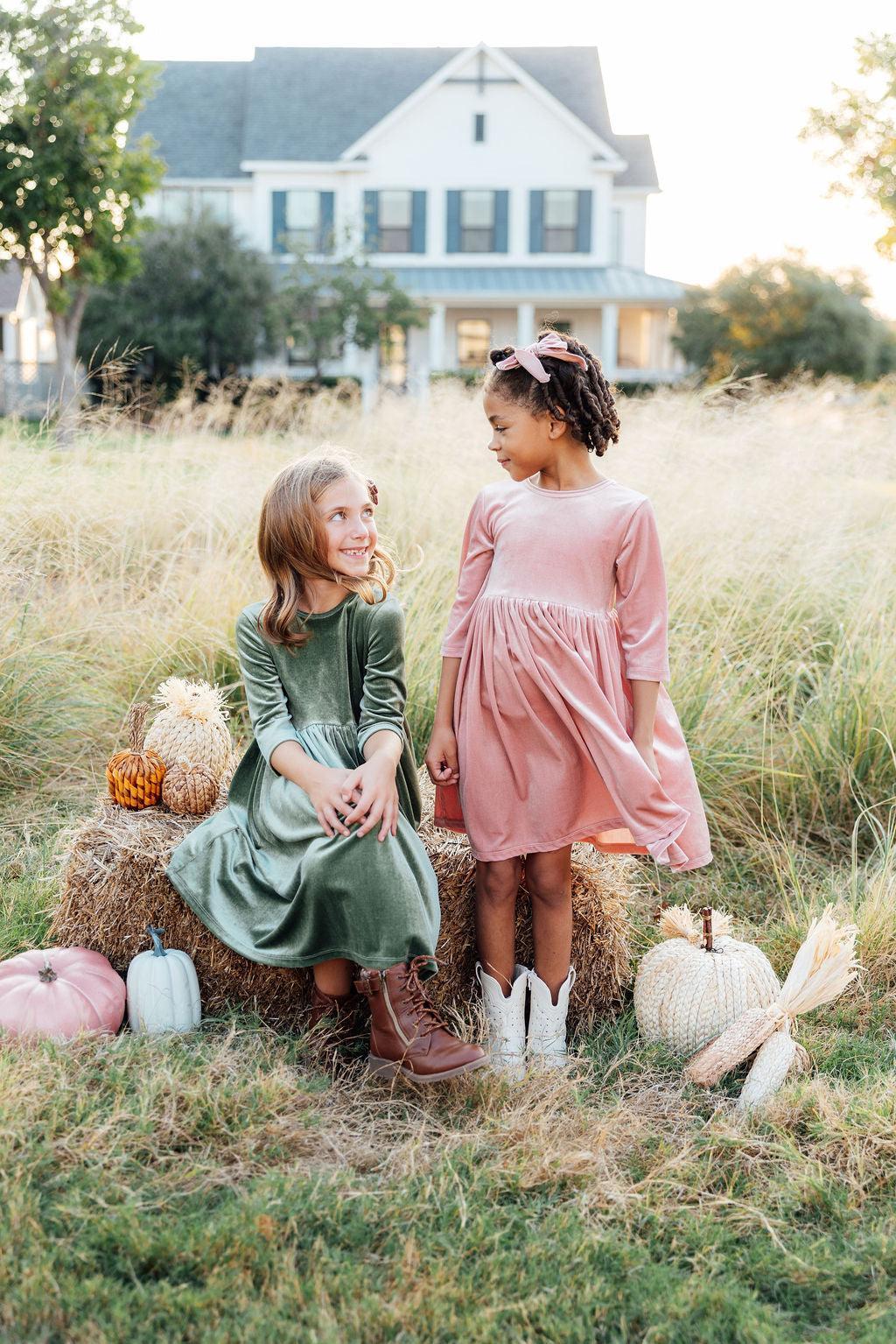 Vintage Pink Velvet Twirl Dress - Aaria Tees Aaria Tees