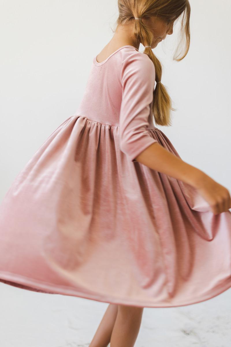 Vintage Pink Velvet Twirl Dress - Aaria Tees Aaria Tees