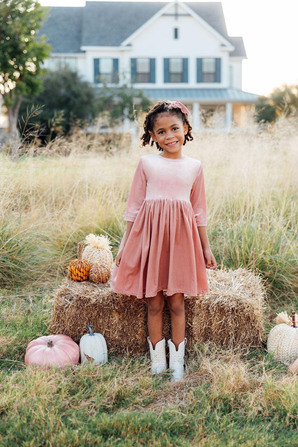 Vintage Pink Velvet Twirl Dress - Aaria Tees