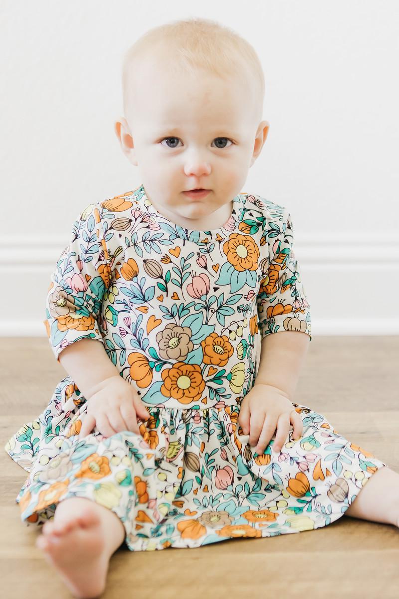 Vintage Vibes 3/4 Sleeve Twirl Bodysuit - Aaria Tees Aaria Tees