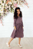 Vintage Violet 3/4 Sleeve Pocket Twirl Dress - Aaria Tees Aaria Tees