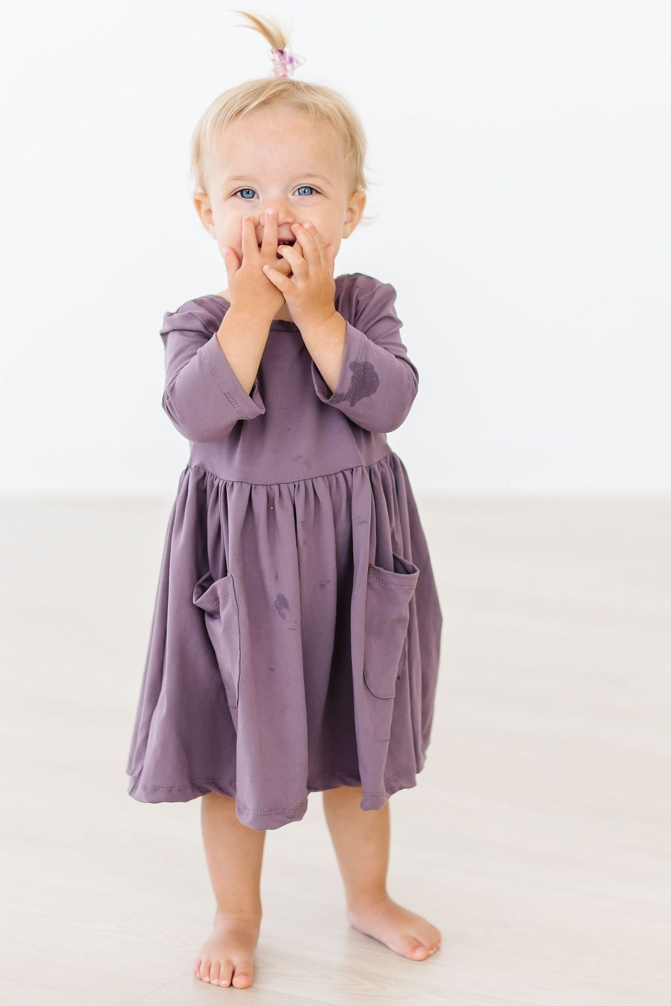 Vintage Violet 3/4 Sleeve Pocket Twirl Dress - Aaria Tees Aaria Tees